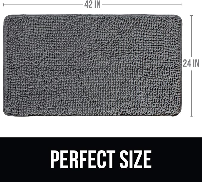 KANGAROO Bathroom Rugs, Chenille Soft Absorbent Bath Rug, Shaggy Shower Mat - Image 2