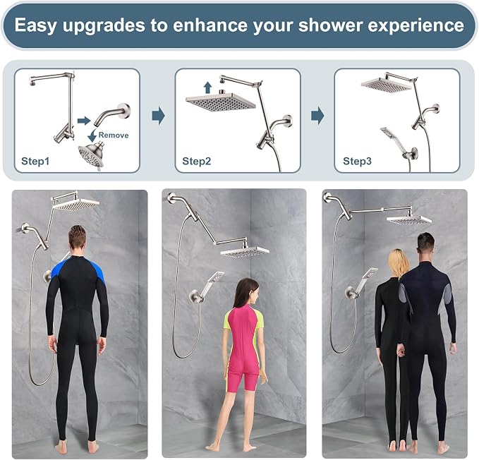 BRIGHT SHOWERS High Pressure Rain Shower Head Combo - Image 3