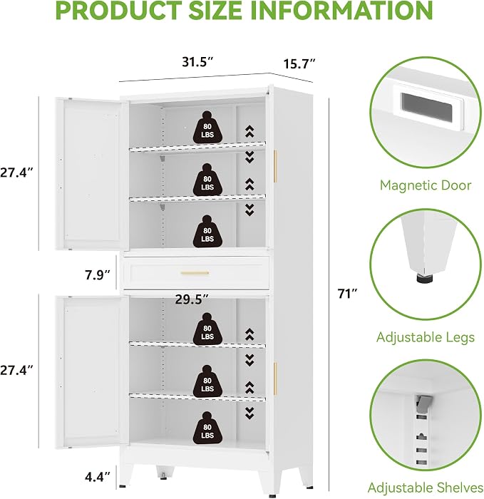 71" Tall Metal Storage Cabinet - Image 2