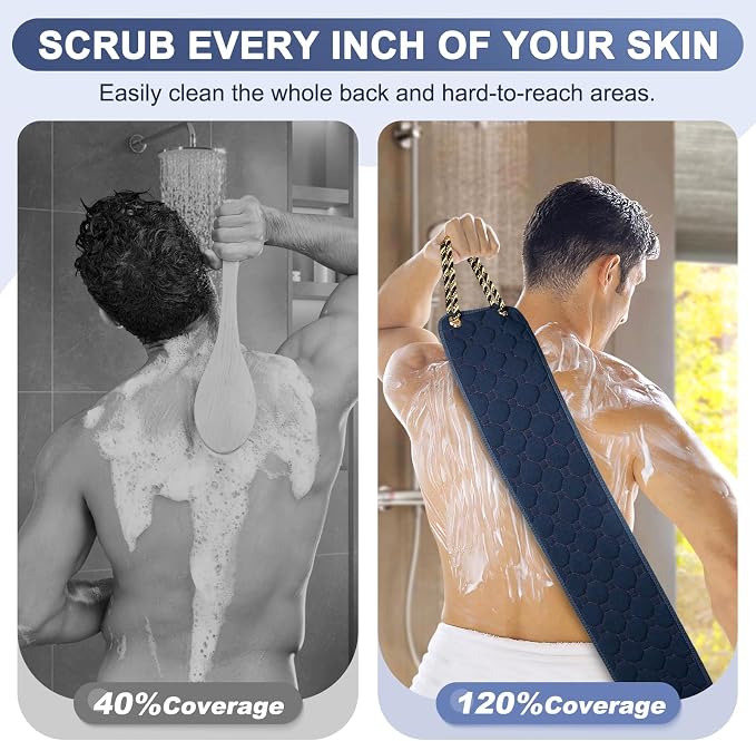 Exfoliating Back Scrubber with Handles, 39 Inch Double-Sided Back Exfoliator - Image 2