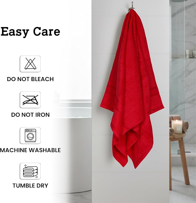 Casa Lino Red Bath Towels Set of 4 - Image 7