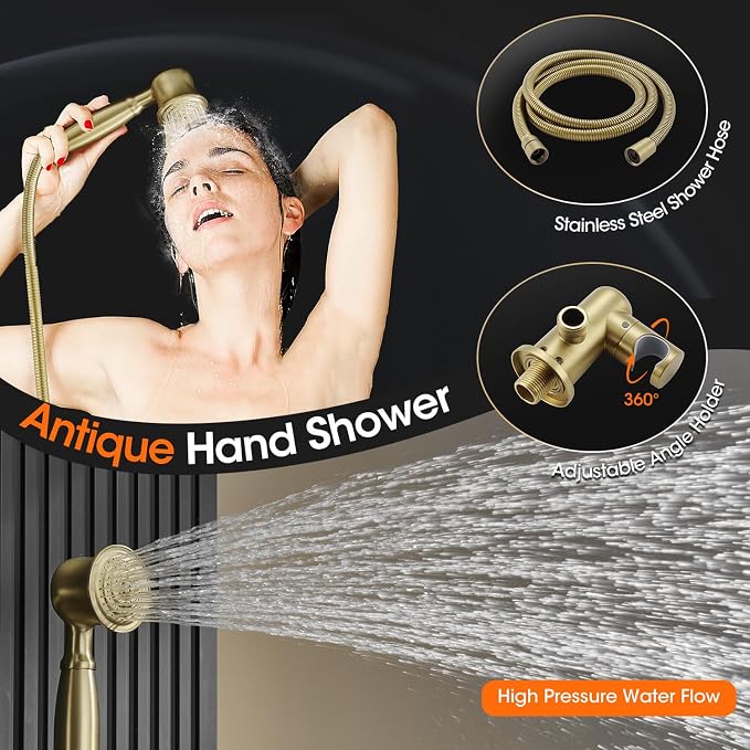 Antique Rainfall Shower System Bathroom Luxury Rain Mixer Shower Faucet Set - Image 8
