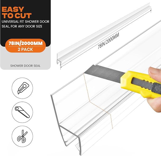 2PCS 78" Shower Door Side Seal Strip - Image 3