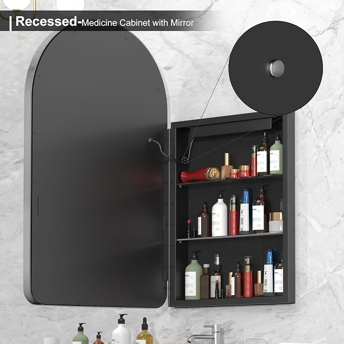 20x31 Inch Arched LED Medicine Cabinet - Image 7