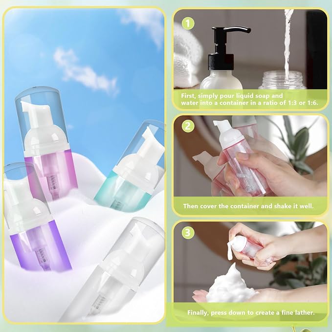 4 Pack Foam Pump Bottle, 60 ml/2 oz Mini Empty Bottle Travel Foaming Dispenser - Image 4