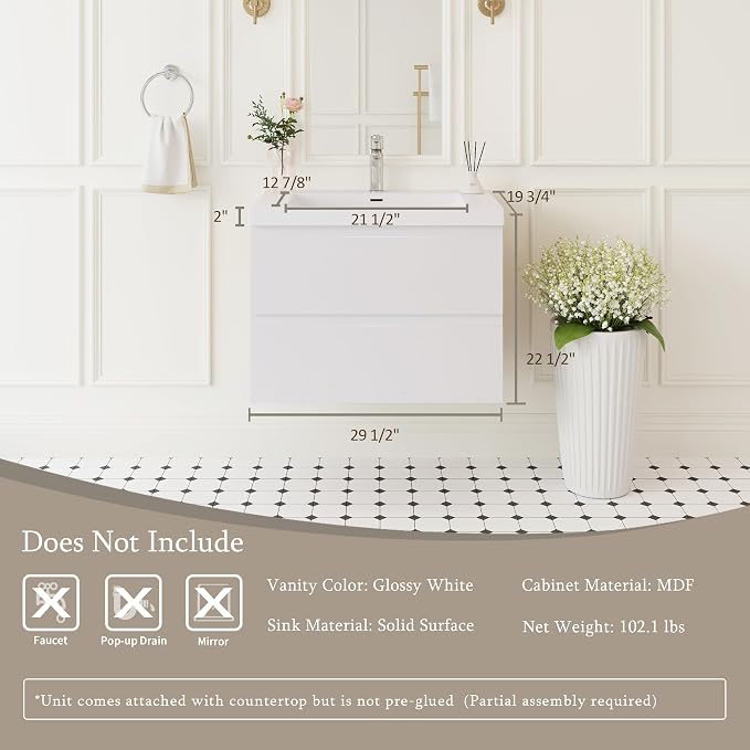30" Floating Bathroom Vanity - Image 5