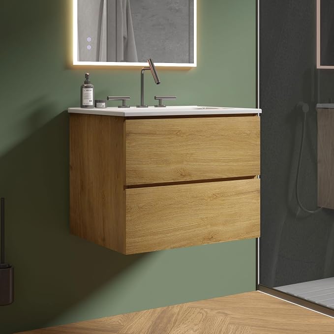 24" Bathroom Vanity with Sink, Modern Floating Vanity with Double Soft Closing by LittleTulip