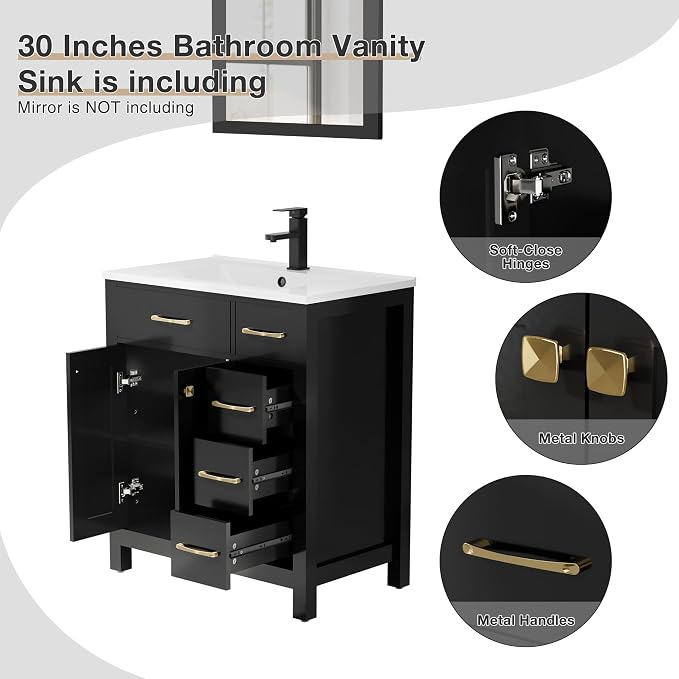 LUCKWIND 30" Modern Bathroom Vanity - Image 3