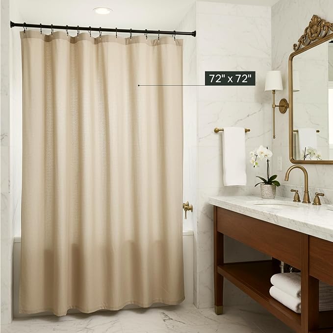 Preston Lane Stonebridge Linen Cotton Shower Curtain, Fabric Bathroom Curtain - Image 4