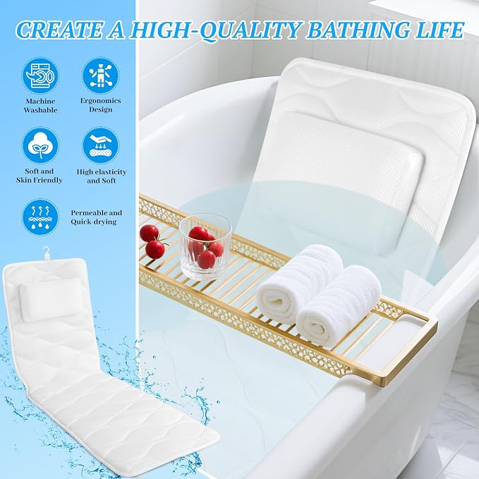 Bath Pillow for Tub with Laundry Bag & 17 Non-Slip Suction Cups, Extra Thick - Image 4