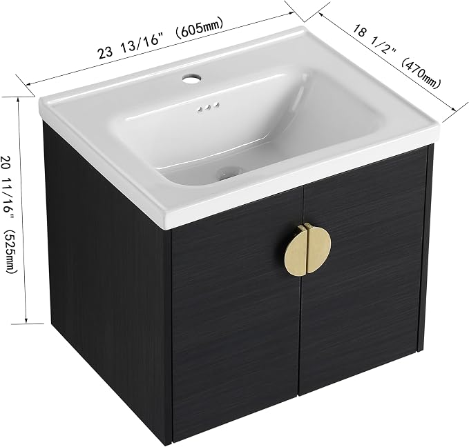 24 Inch Bathroom Vanity with Sink, Single Sink Bathroom Vanity Combo, Modern - Image 2