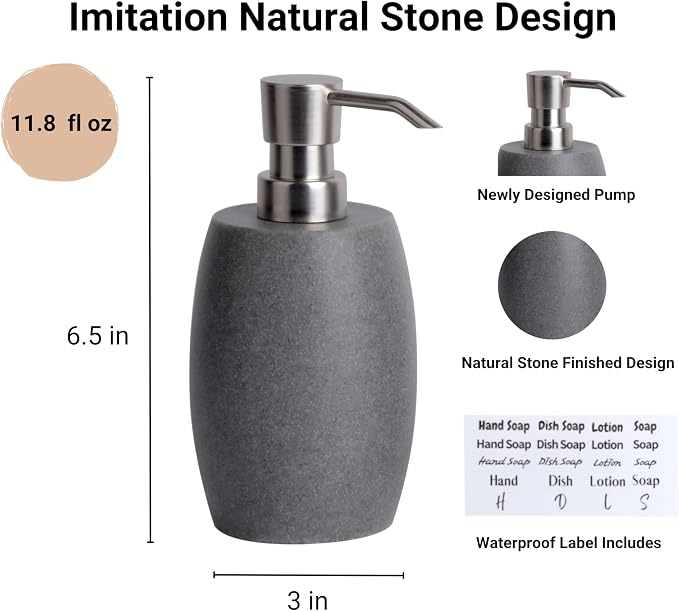 Sandstone Textured Resin Soap Dispenser - Image 2