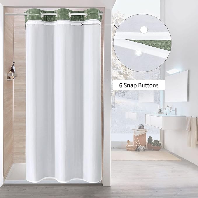 MitoVilla No Hooks Needed Small Stall Shower Curtain Liner Set 36 x 74 - Image 2