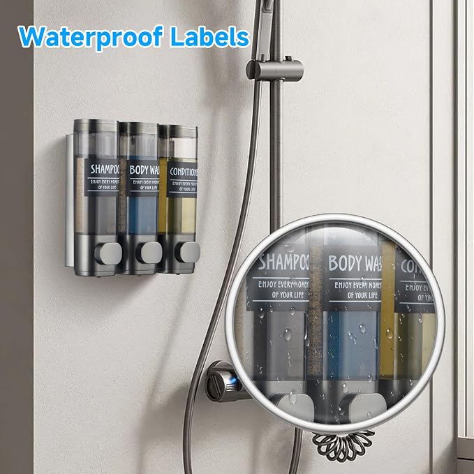 Shampoo and Conditioner Dispenser, GlintGath Shower Dispenser 3 Chamber No - Image 3