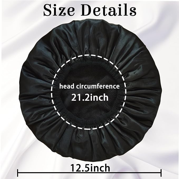 Shower Cap Reusable Waterproof, Terry Lined Shower Caps - Image 5