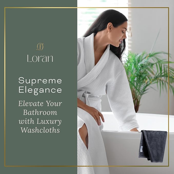 Charcoal Grey Extra Large Washcloths Set of 6 Soft Body Cloths 13” x 13” 70% - Image 9