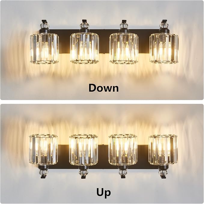 4-Light Black Bathroom Light Fixture Modern Vanity Lights Over Mirror Vintage - Image 9
