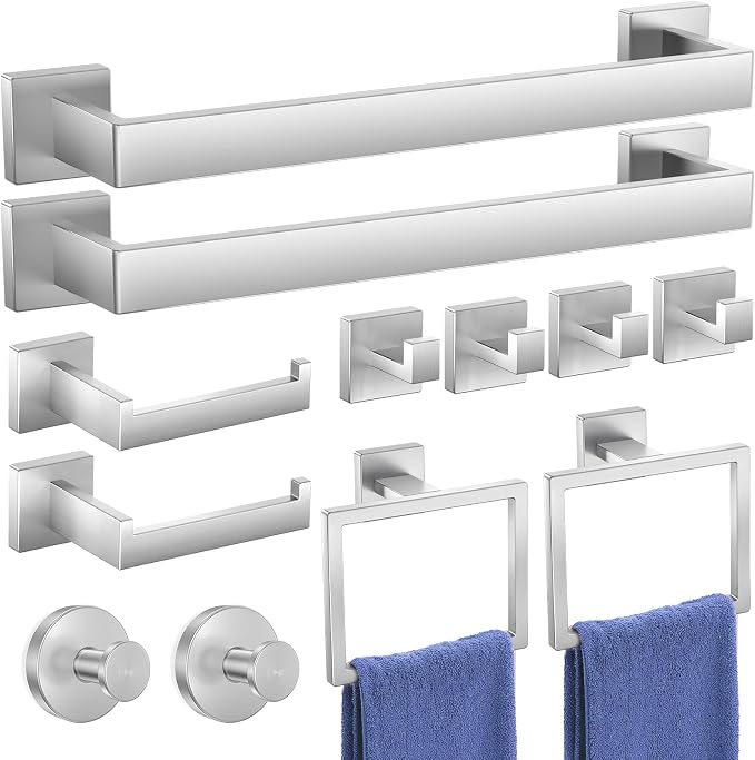 Bathroom Hardware Accessories Set: 12-Pieces Bath Towel Bar Set, Towel Racks by UPRONE