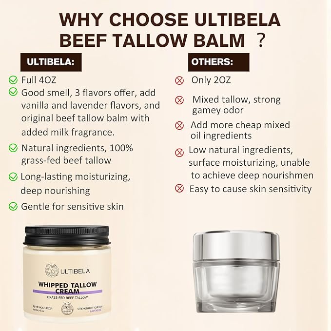 Beef Tallow for Skin, 100% Grass-Fed Whipped Tallow and Honey Balm for Body ＆ - Image 5