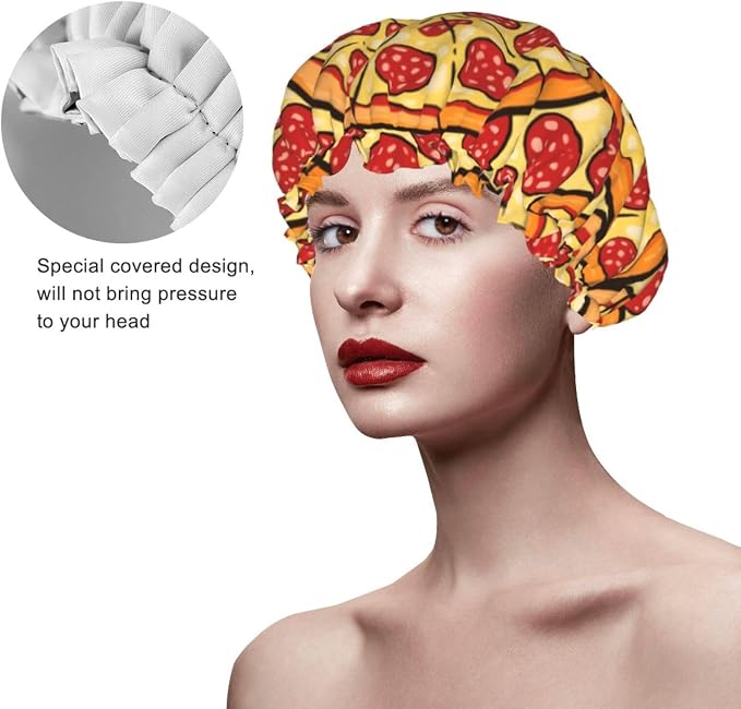 Women Girls Double Waterproof Layers Shower Cap Multifunctional Shower Hair - Image 4