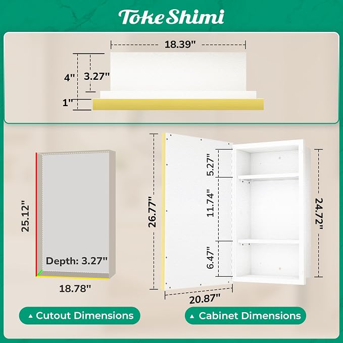 TokeShimi 21x27 Bathroom Medicine Cabinet - Image 2