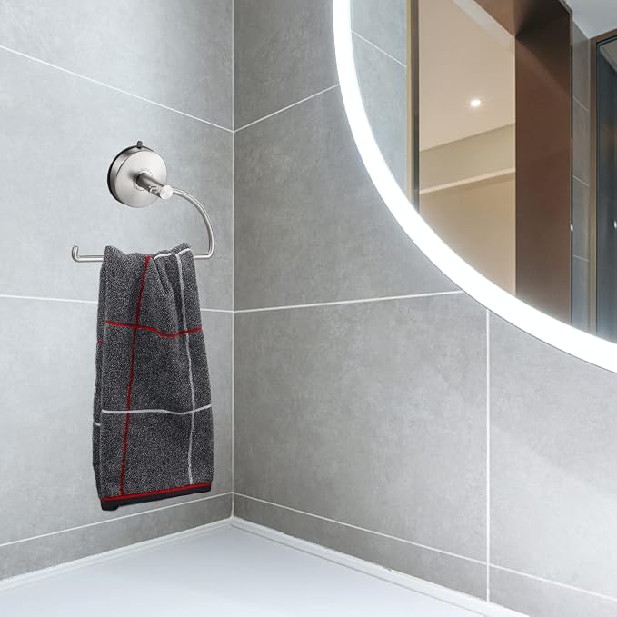 DGYB Suction Cup Hand Towel Ring Brushed Nickel Hand Towel Holder - Image 4