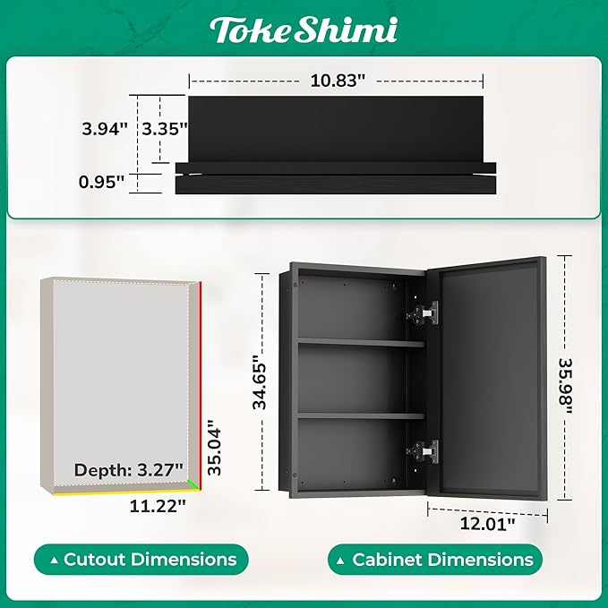 TokeShimi 12x36 Recessed Medicine Cabinet - Image 2