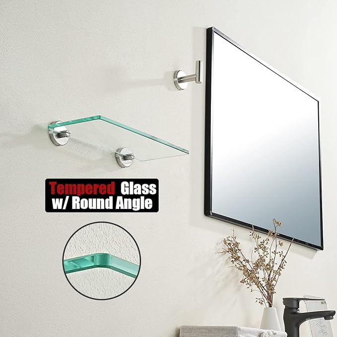 JQK Bathroom Glass Shelf, Tempered Glass Shower Storage 12 by 5 inches - Image 6