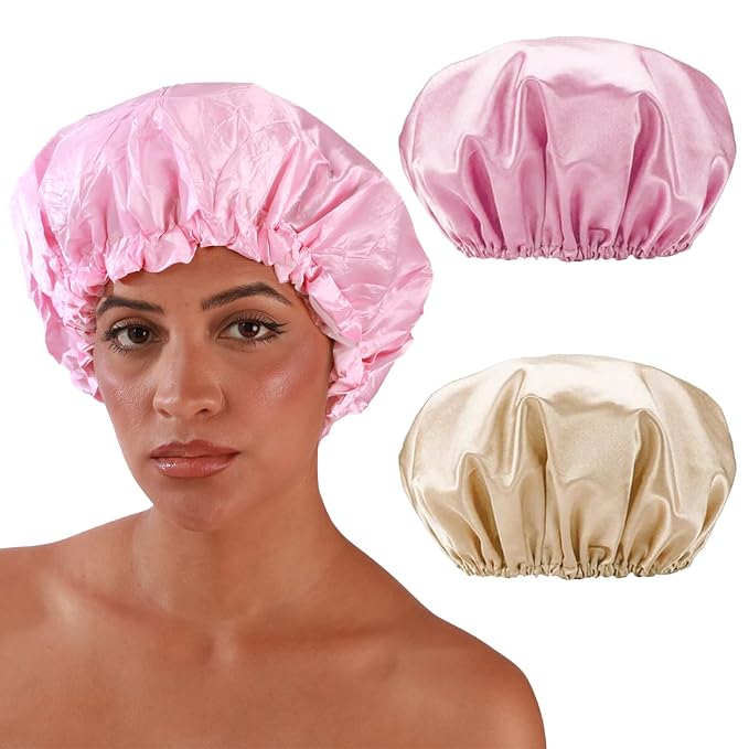 Smilco 2-Pack Reusable Shower Caps by Smilco