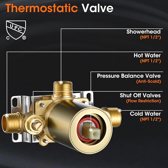 Antique Shower Faucet Set Brushed Gold, 9 inch High Pressure Rainfall Shower - Image 4