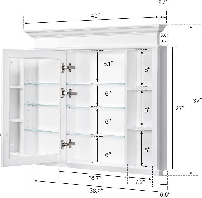 WELLFOR40 x 32" Bathroom Medicine Cabinet - Image 2