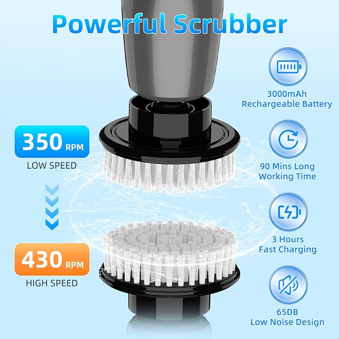 Gray Electric Spin Scrubber, Cordless Spin Scrubber - Image 4