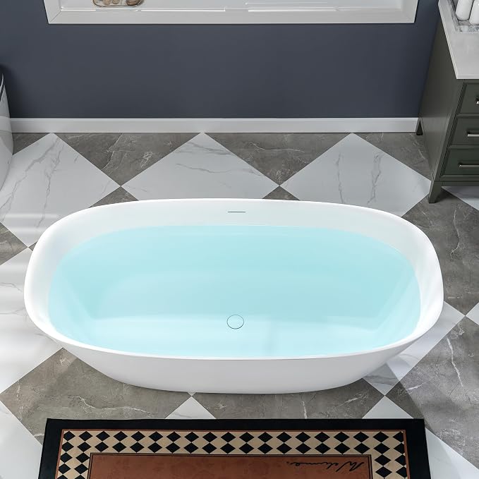 WOODBRIDGE 67" L x 32-5/8" W Luxury Contemporary Solid Surface Stone Resin - Image 15