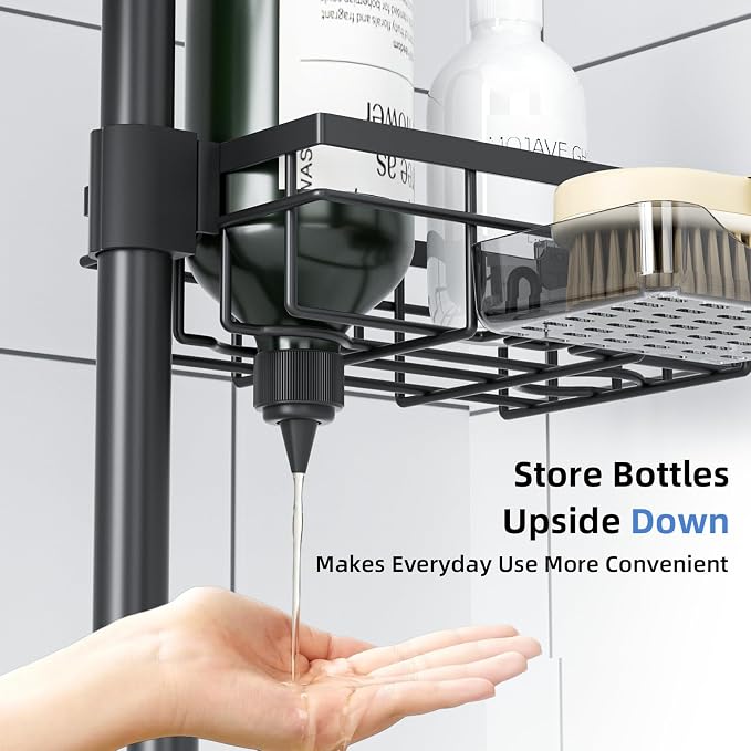 GearFusion Shower Caddy Organizer Tension Pole, Rustproof 4 Tier Corner Shower - Image 5