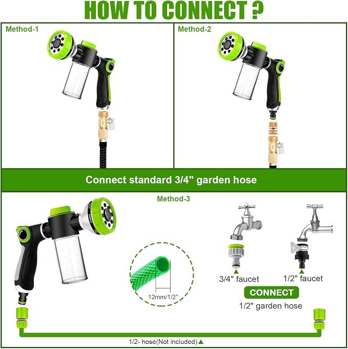 Upgraded Dog Wash Hose Attachment, 8-in-1 Sprayer Mode Garden Hose Nozzle - Image 5