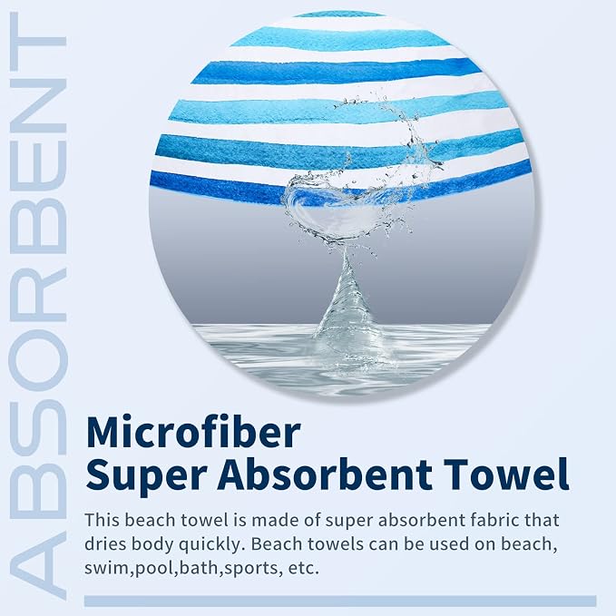 2 Pack Lightweight Thin Beach Towel Oversized 71"x32" Big Extra Large - Image 6
