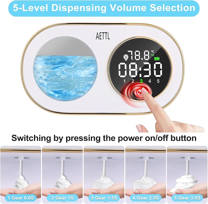 Touchless Automatic Foaming Hand Soap Dispenser Wall Mount, Kitchen Bathroom - Image 3