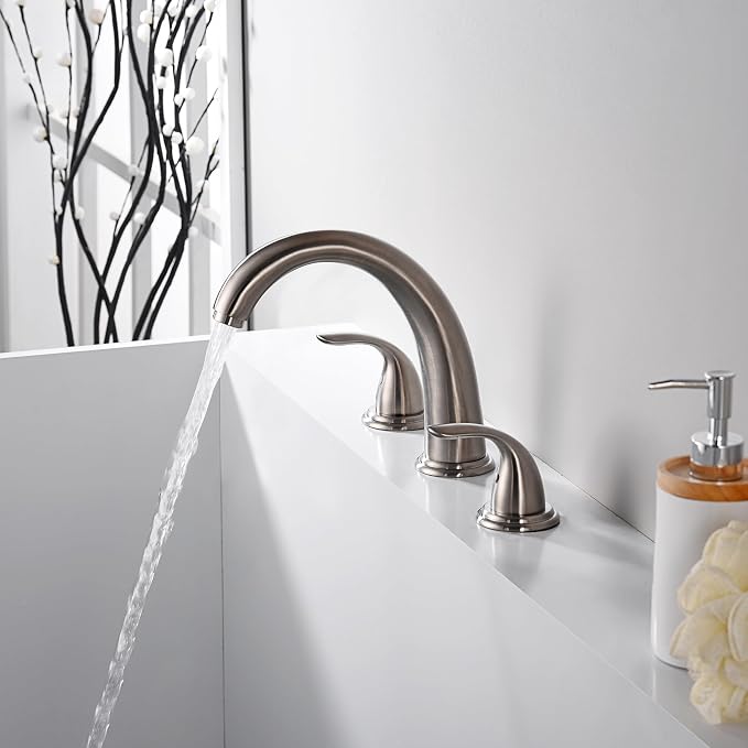 SUMERAIN Classic Roman Bathtub Faucet Brushed Nickel Tub Faucet 3 Hole 2 Handle - Image 3