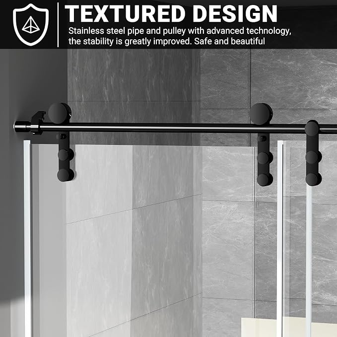 Chabatree Shower Door 60" W x 76" H Frameless Sliding Shower Door, Frameless - Image 3