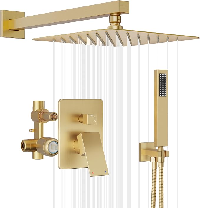 Gold Shower System, Shower Faucet Set by HOMGOO