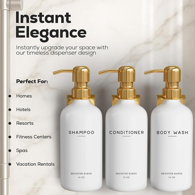 Luxury Shampoo and Conditioner Dispenser Set Wall Mounted by Brighter Barns - Image 2