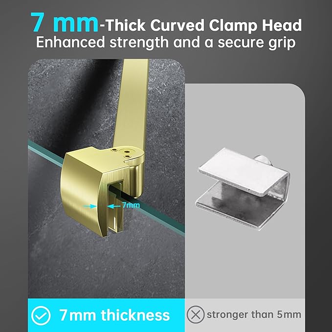 Frameless Shower Door Support Bar, Stainless Steel Wall-to-Glass Support Arm to - Image 6