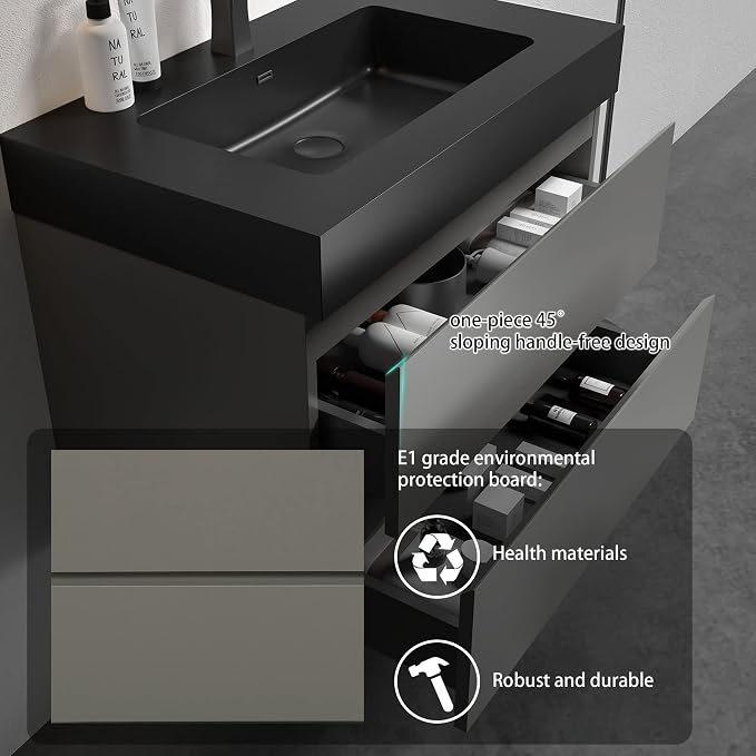 Alice 30 Inch Vanity with Sink, Large Storage Wall Mounted Floating Vanity - Image 3