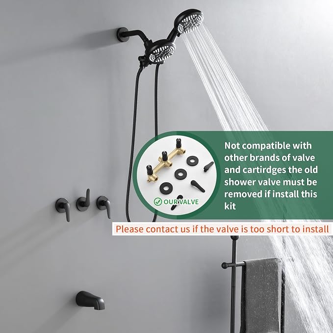 3 Handle Tub Shower Faucet Set Shower System - Image 2