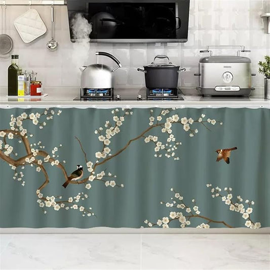 SK Studio Short Curtains for Kitchen, Cabinet Shelf Dust-Proof Blackout Tier by SK+Studio