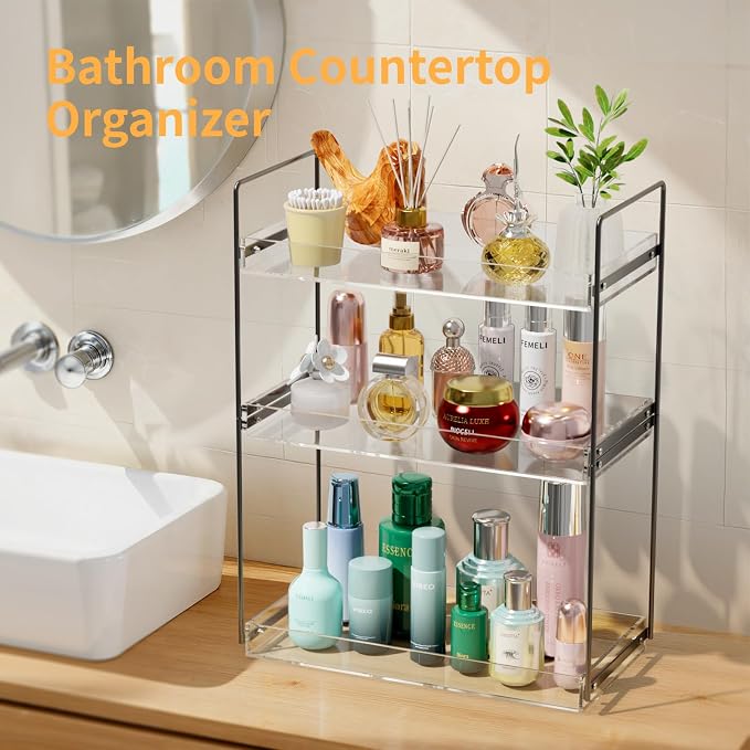 Bathroom Countertop Organizer, 3 Tier Metal Vanity Counter Skincare Shelf - Image 4