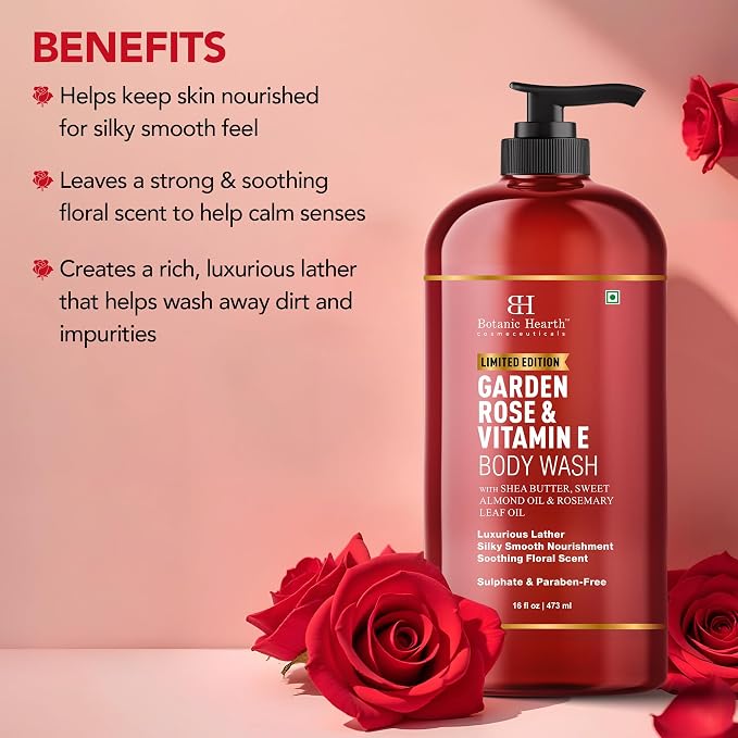 Botanic Hearth Garden Rose & Vitamin E Body Wash – Limited Edition Hydrating - Image 3