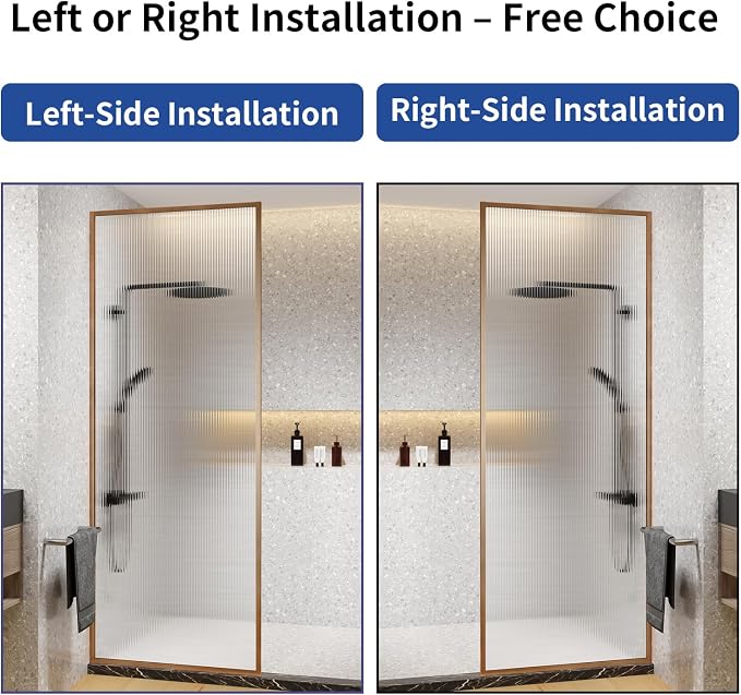 Dimaris Shower Door 34" X 78" Tempered Fluted Glass Framed Shower Screen Door - Image 8