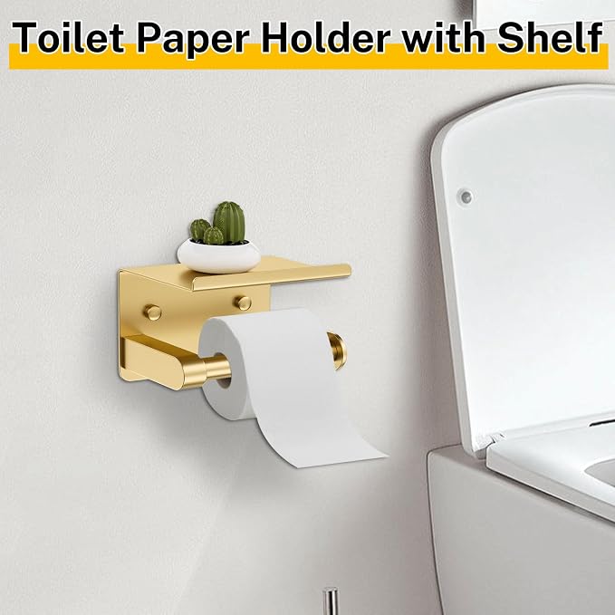 Brushed Gold Bathroom Hardware Set 5 Pieces Towel Bar Set Round Towel Holder Set - Image 3