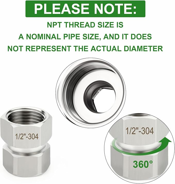 TAISHER 5PCS 304 Stainless Steel Flexible Movable Connector, 1/2" NPT Female - Image 3